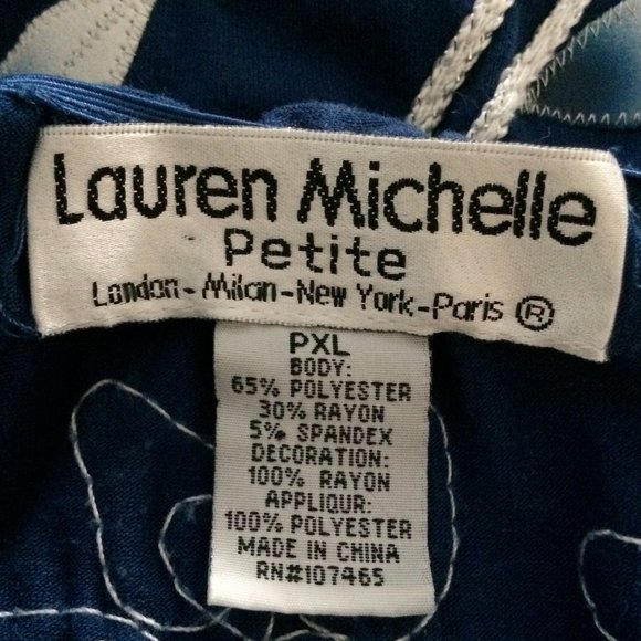 Blue floral embroidery peasant top XL - Picture 6 of 8